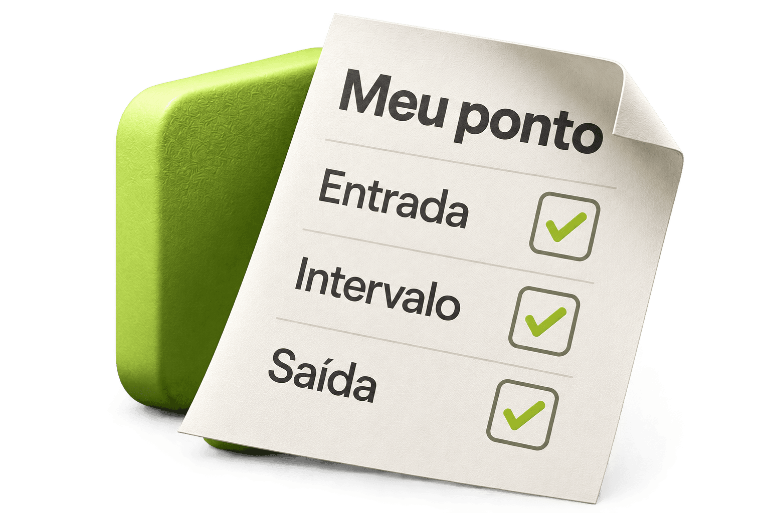 Ilustração RHFlex de um comprovante com entrada, intervalo e saída